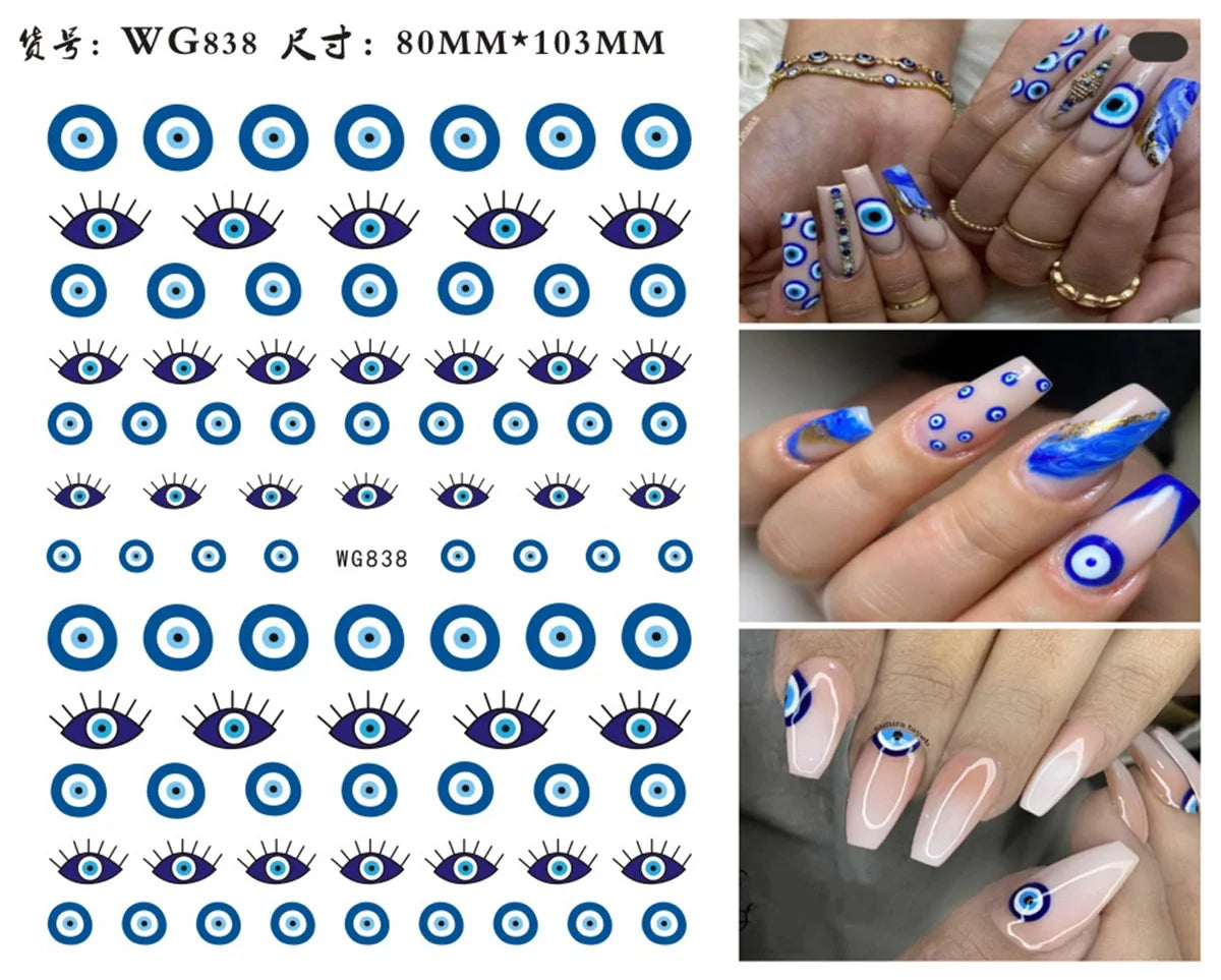 Fatima's Eye & Hamsa Hand Nail Stickers – Spiritual Nail Art Aufkleber