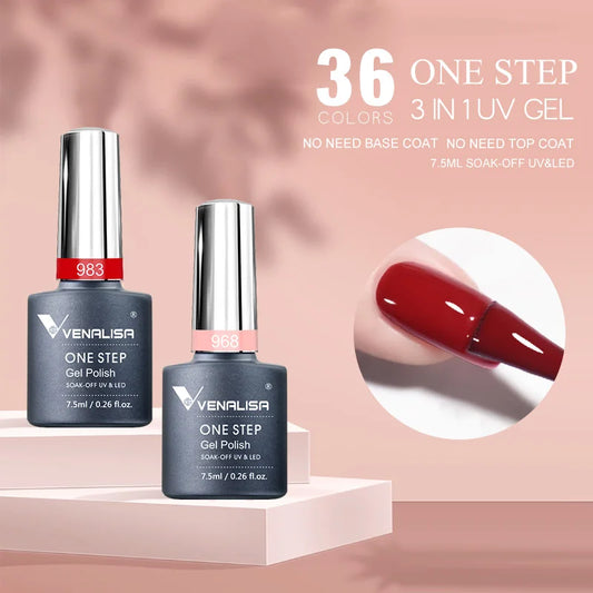 Venalisa 3-in-1 Gel Polish – 7,5ml One Step UV/LED Gel, Ohne Base & Top