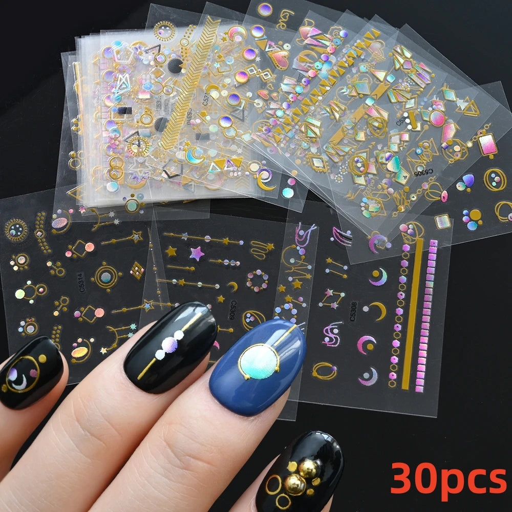 Kinder Nagelsticker „Häschen & Glitzer“ – 30 Stk Cartoon Nail Art mit Pailletten
