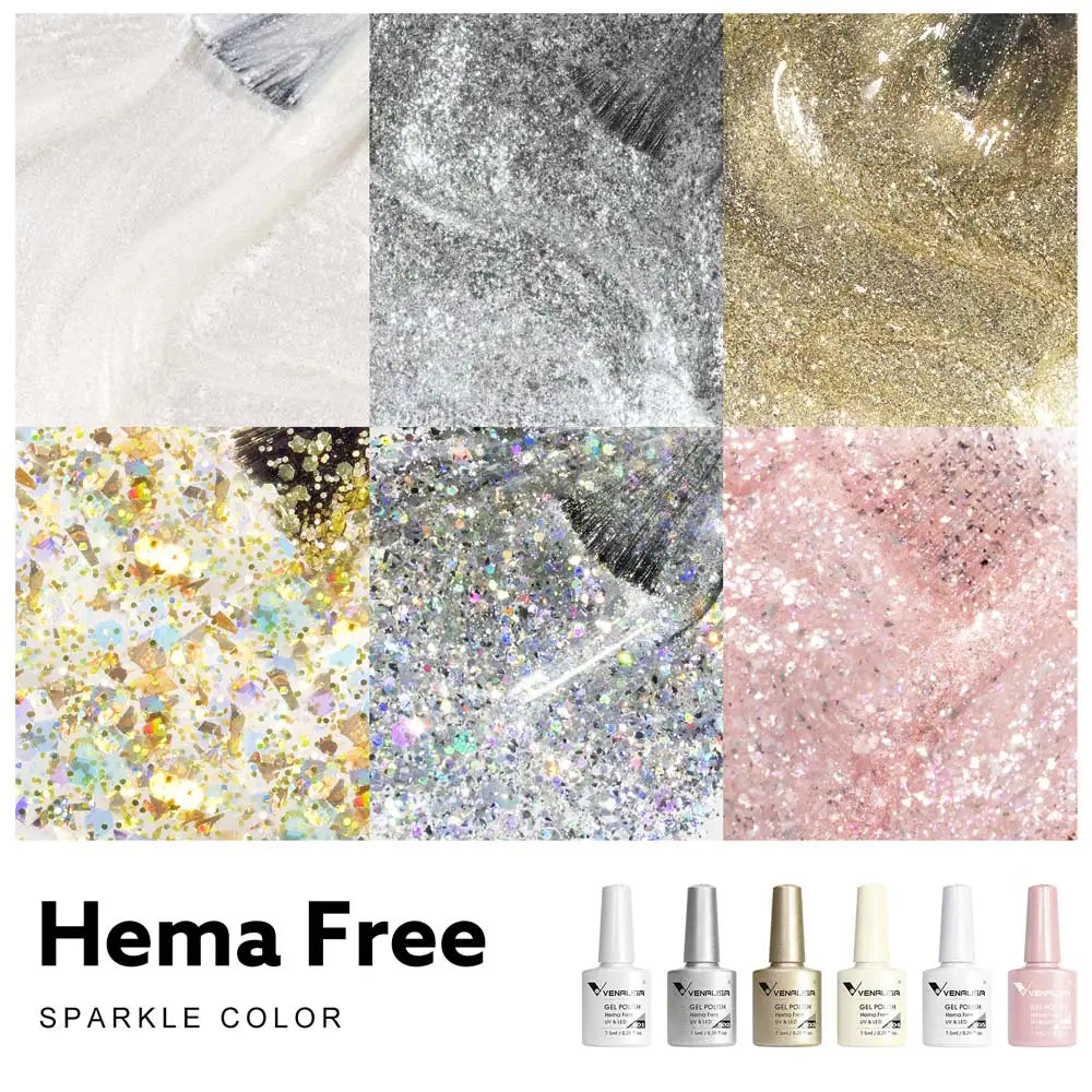 Venalisa HEMA-FREE Gel-Lack – 7,5 ml – French, Nude & Glitzer-Kollektion