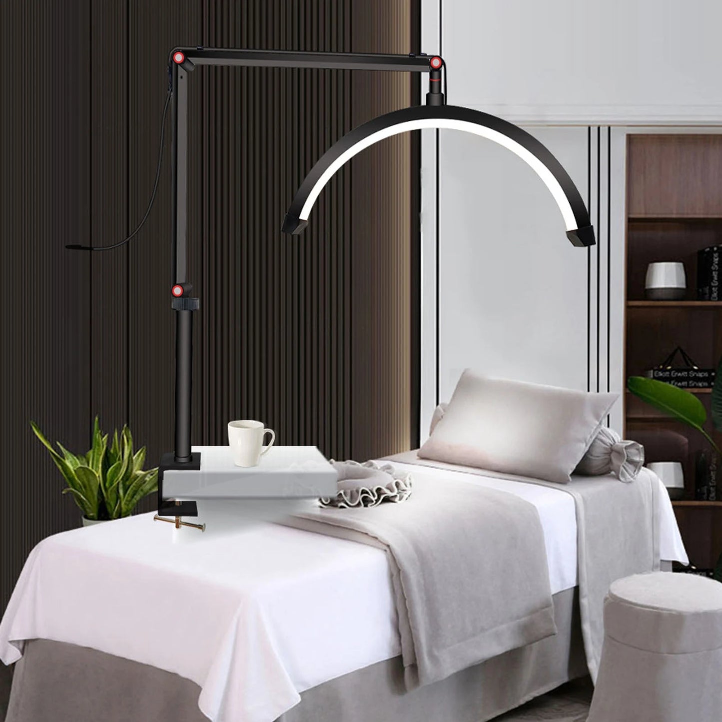 20W LED Tischlampe im Halbmond-Design – Dimmbare Arbeitsleuchte für Nagelstudio, Kosmetik & Tattoo