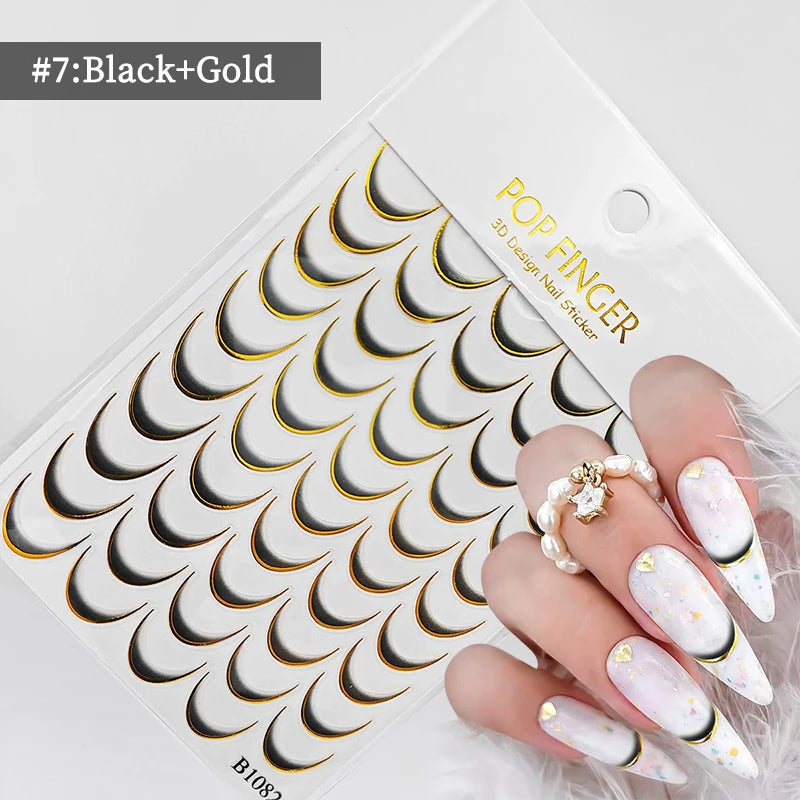 3D Schleifen Nagelsticker – Elegante Gold- & Farbbögen für French & Sommerdesigns