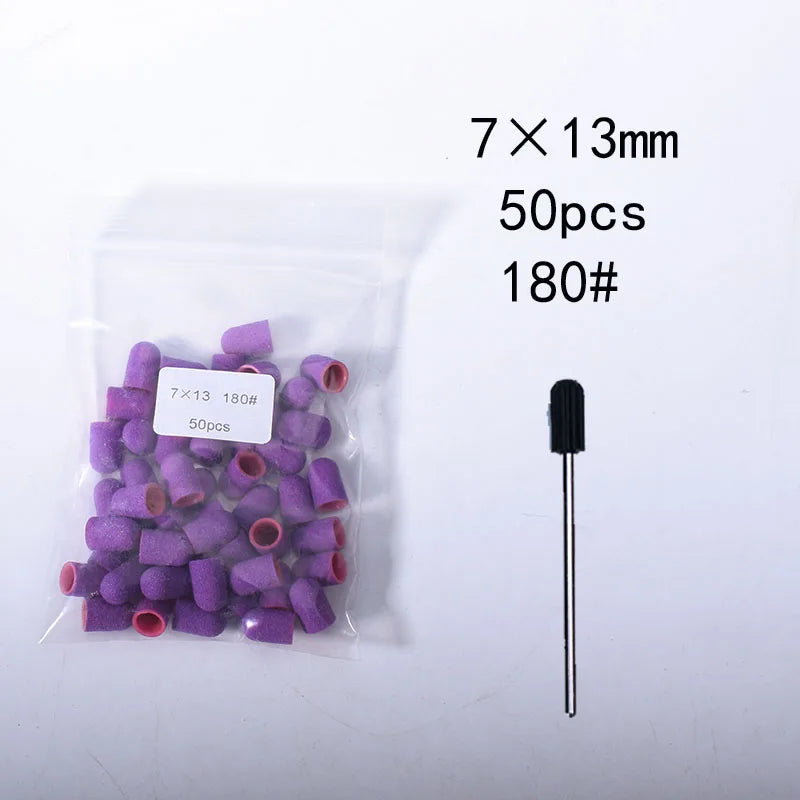50er Set Schleifkappen für Nagelpflege mit Gummi-Träger – Pediküre & Hornhautentfernung