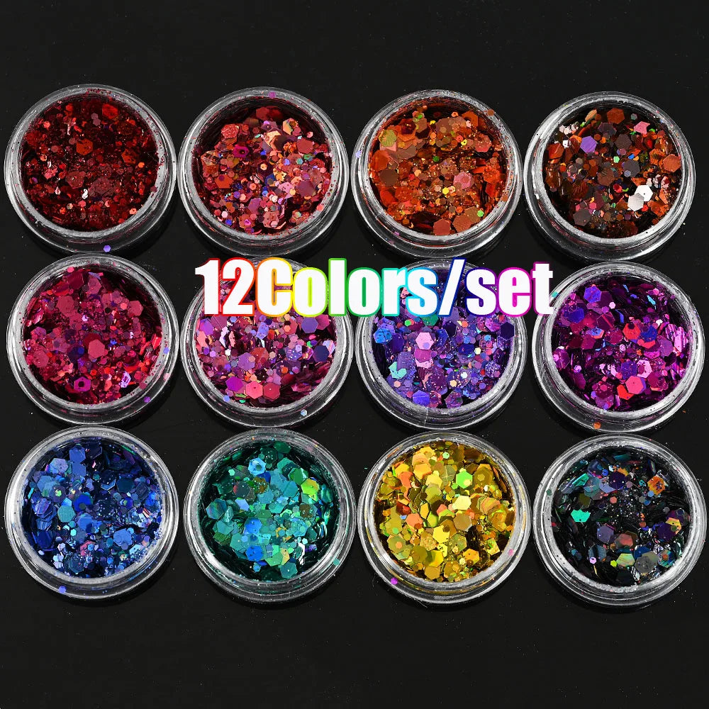 Neon-Pigmentpulver Set – 12 Farben für Nageldesign, Ombre & Chrome-Effekte