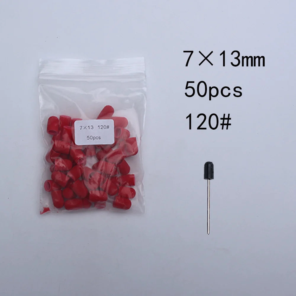 50er Set Schleifkappen für Nagelpflege mit Gummi-Träger – Pediküre & Hornhautentfernung