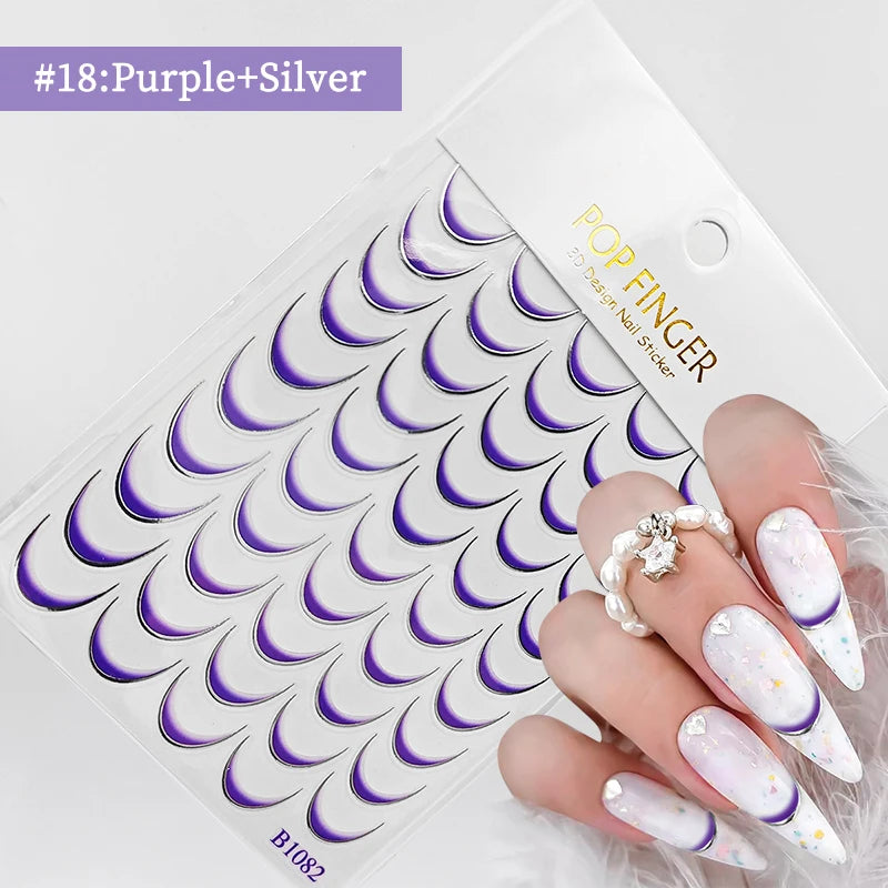 3D Schleifen Nagelsticker – Elegante Gold- & Farbbögen für French & Sommerdesigns