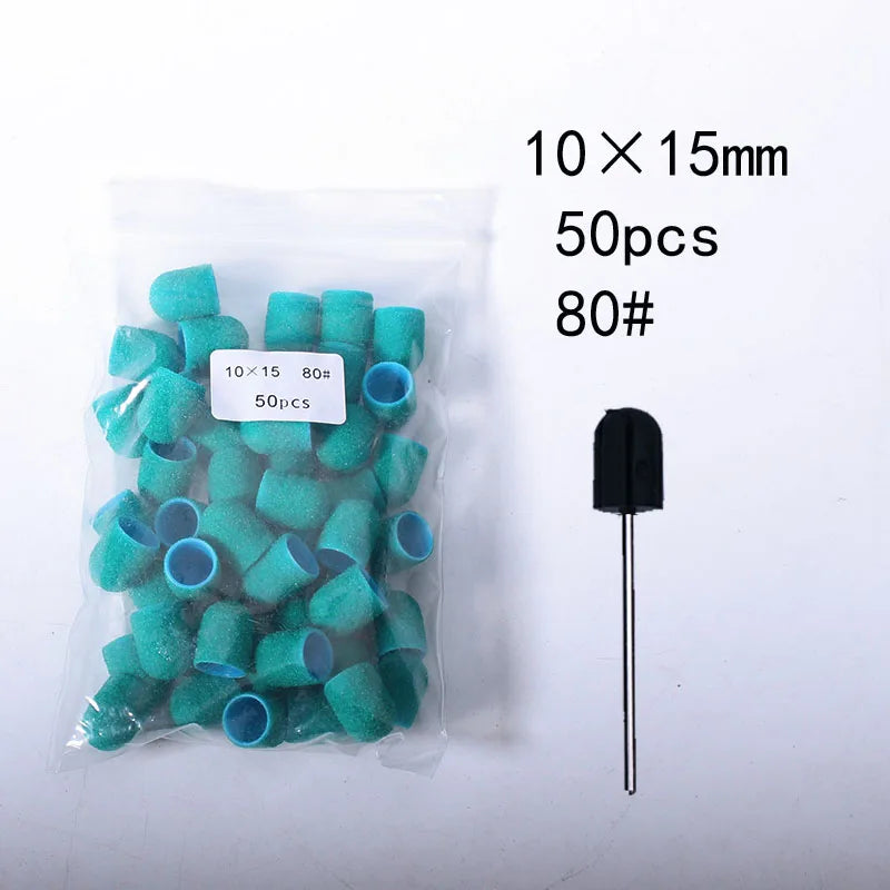 50er Set Schleifkappen für Nagelpflege mit Gummi-Träger – Pediküre & Hornhautentfernung