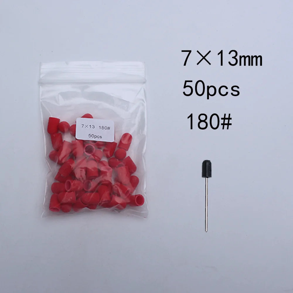 50er Set Schleifkappen für Nagelpflege mit Gummi-Träger – Pediküre & Hornhautentfernung
