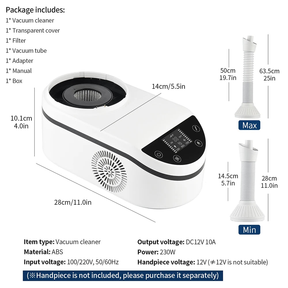 Nail Dust Collector mit flexiblem Schlauch – Profi Staubabsaugung für Maniküre, 320 W, Touchscreen