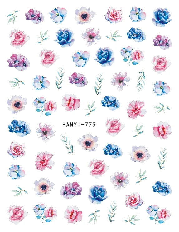 3d Nail Art Stickers Purple Lavenders Bunch Flowers Girls Rabbits Butterflys Decals For Nails Tips Decorations Manicures