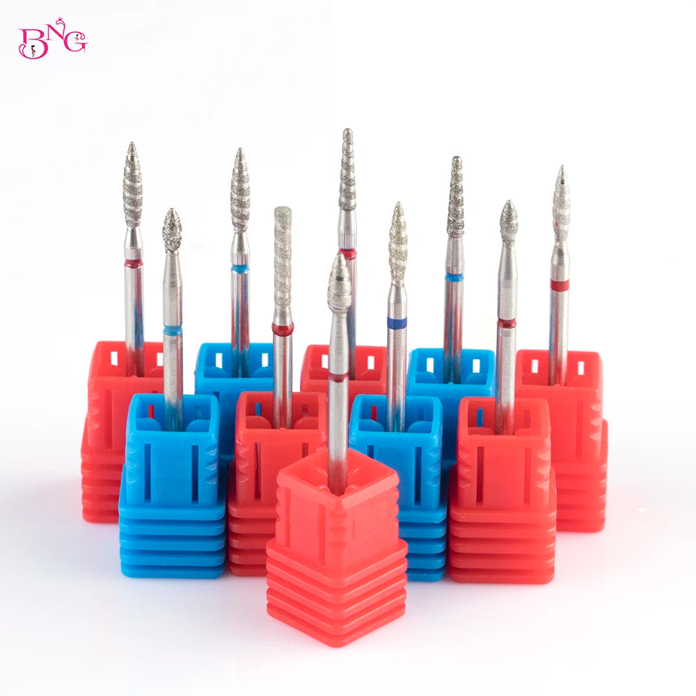 2er-Set Diamant-Fräserbits – Flammenform für Nagelhaut & Gellack (3/32", Profi-Qualität)