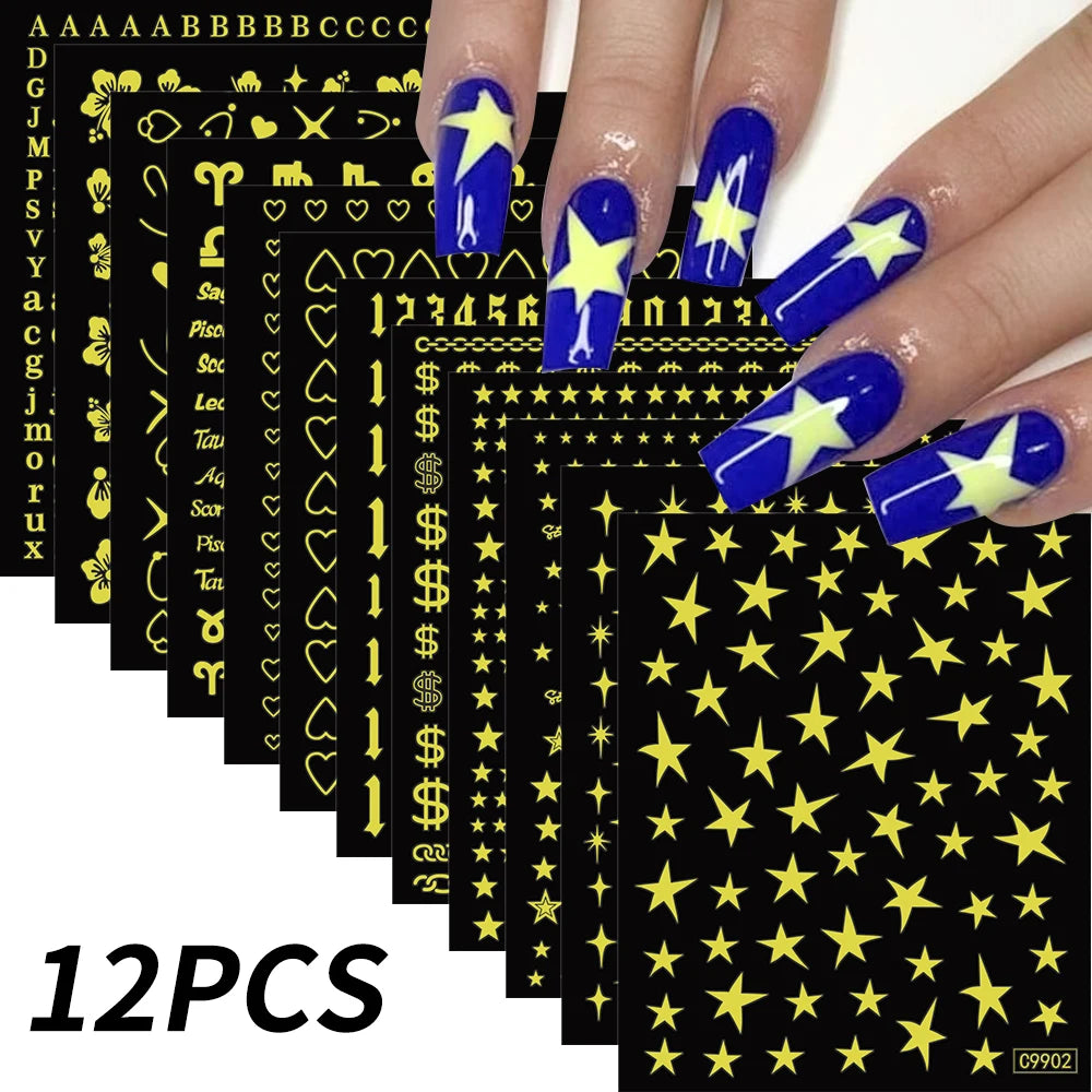 Nagelsticker „Stitch & Angel“ – 12 Bögen Cartoon-Kollektion für Kinder & Nail Art