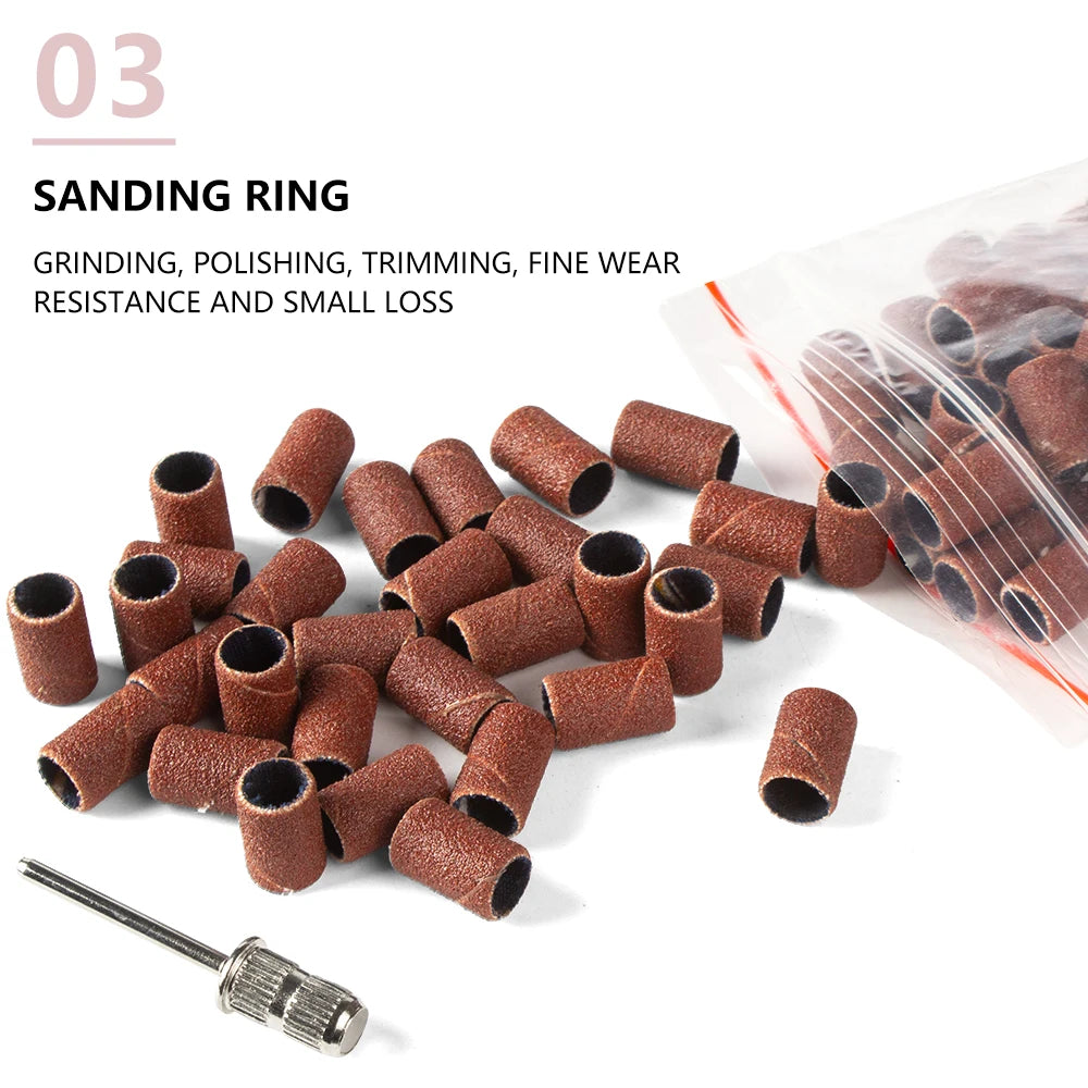 500 Stück Schleifhülsen Set – 80/120/180/240 Grit für Maniküre, Nagelfräser & Gelentfernung