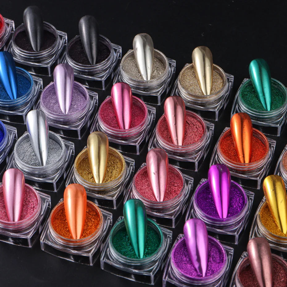 36er-Set Chrome-Pigmente – Superhelle Metallic Mirror Powder für Nailart