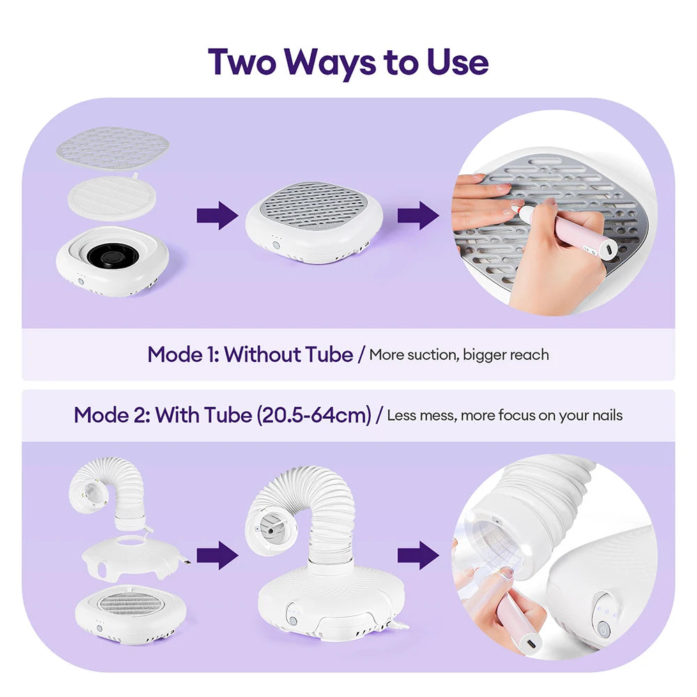 130W Turbo Nagelstaubabsaugung mit 2 Filtern – Bürstenloser Profi Nail Dust Collector für Maniküre & Pediküre