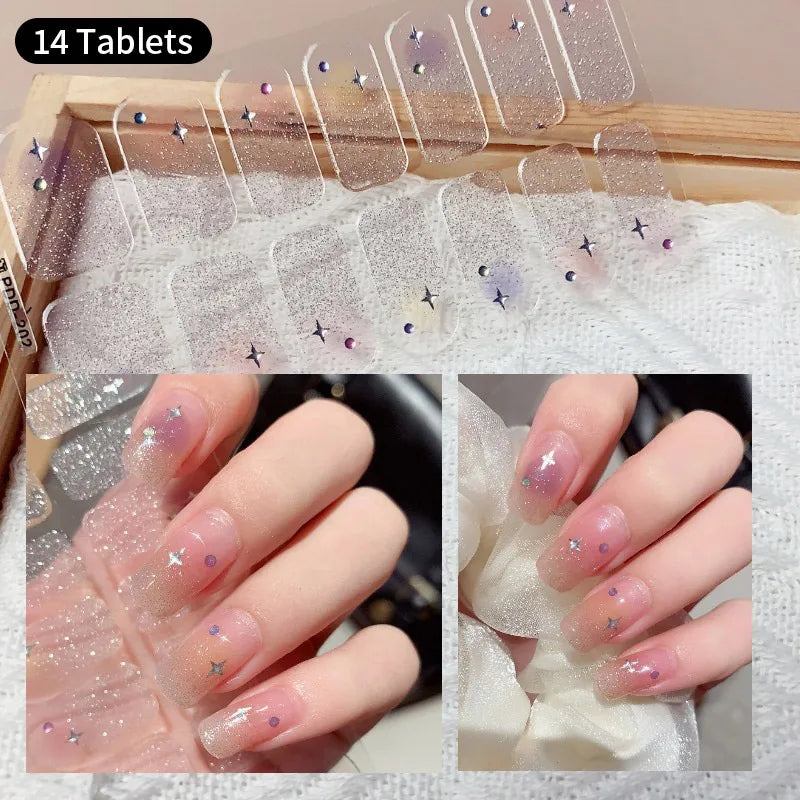 Fullcover Nail Sticker – Modische selbstklebende Nagelfolien mit Glitzer