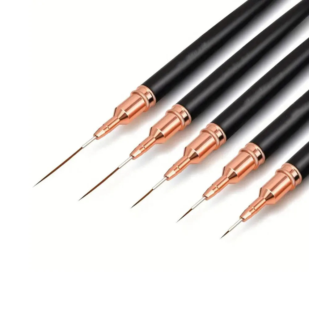 5er-Set Nail Art Liner Pinsel – Rosa, ultrafein für French & Linien (7/10/12/15/20mm)
