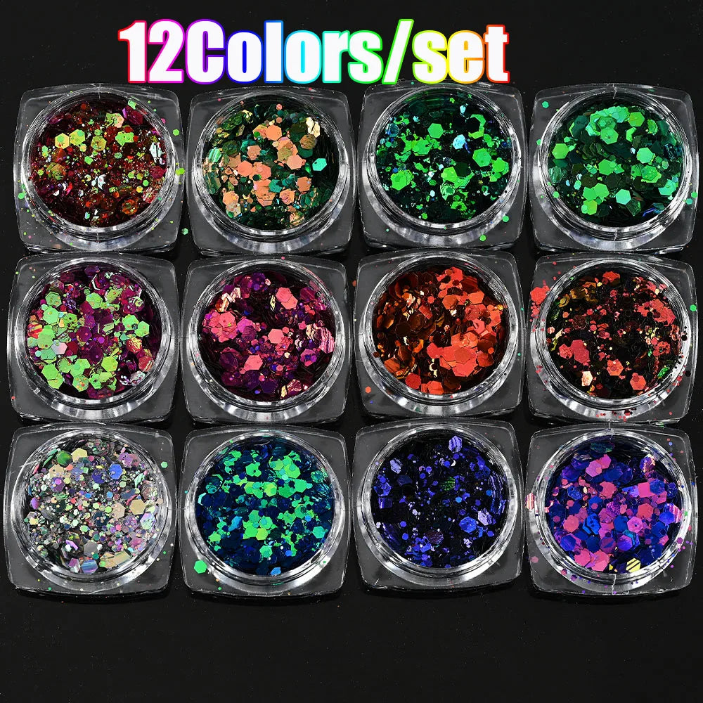 Neon-Pigmentpulver Set – 12 Farben für Nageldesign, Ombre & Chrome-Effekte
