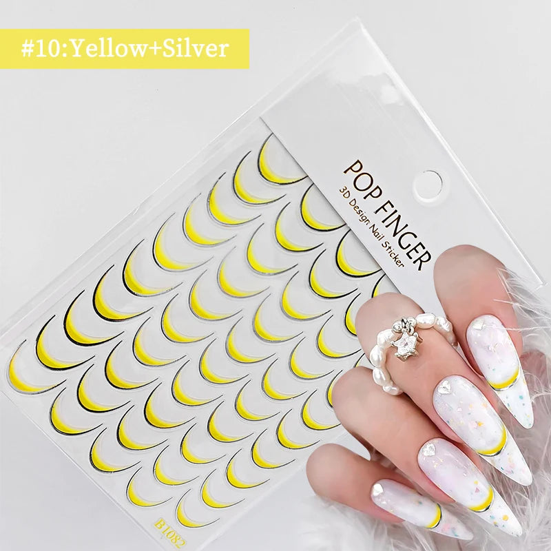 3D Schleifen Nagelsticker – Elegante Gold- & Farbbögen für French & Sommerdesigns