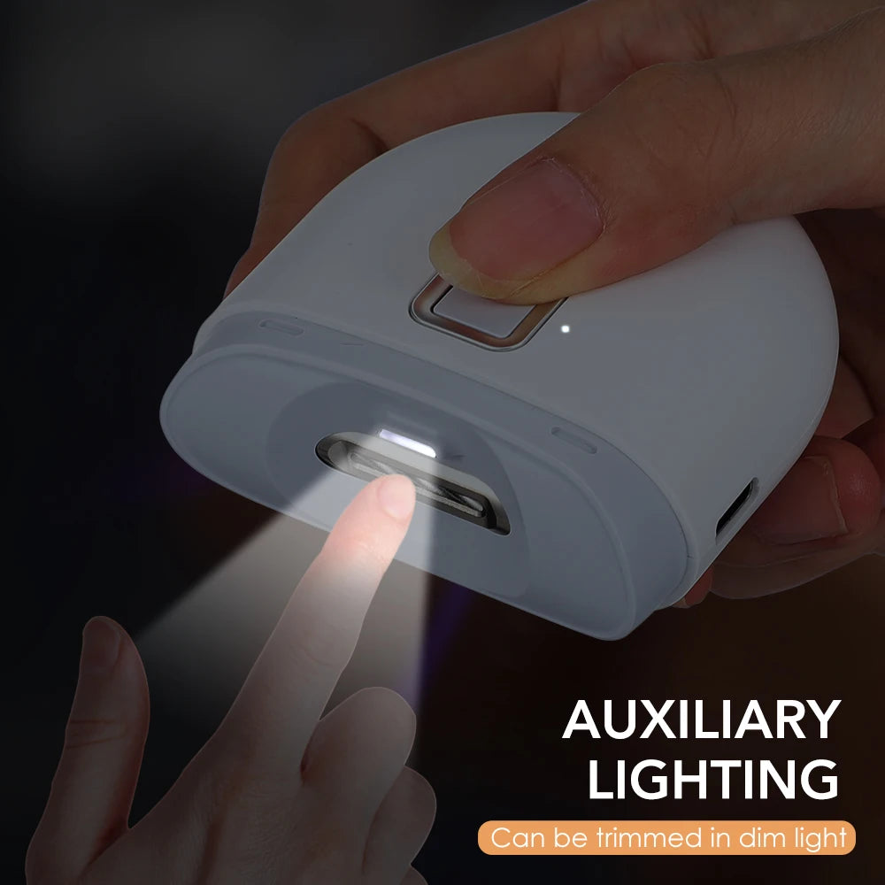2-in-1 Elektrischer Nageltrimmer & Schleifer mit LED – Wiederaufladbar via USB, für Baby, Erwachsene & Senioren