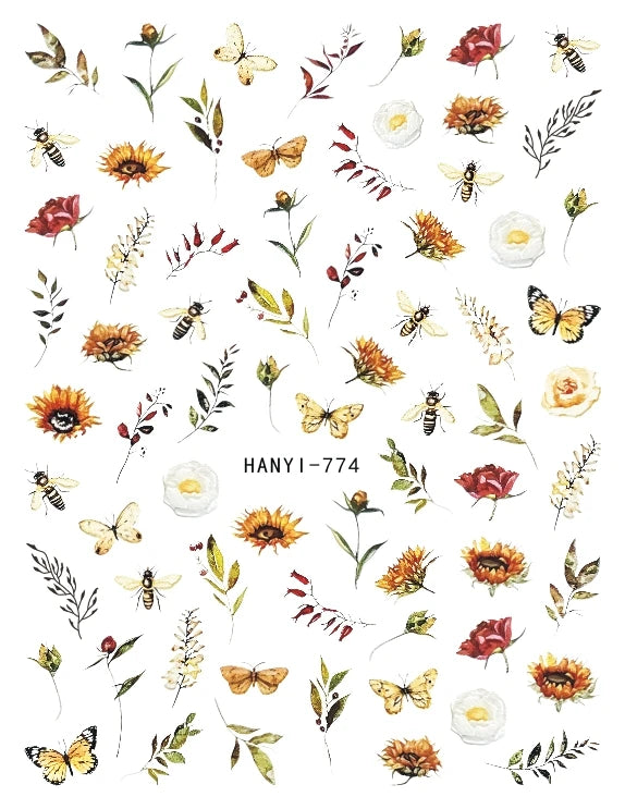 3d Nail Art Stickers Purple Lavenders Bunch Flowers Girls Rabbits Butterflys Decals For Nails Tips Decorations Manicures