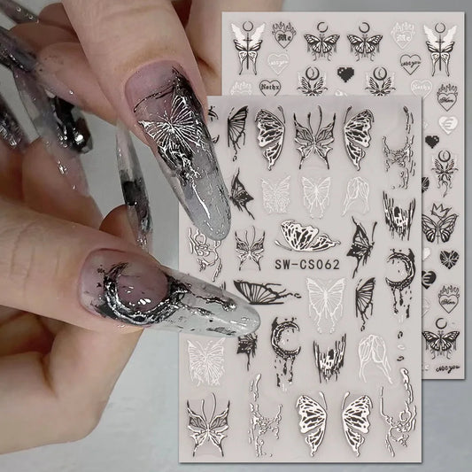Holographische Nail Sticker – 3D Laser Butterfly, Snake, Dragon & Stars