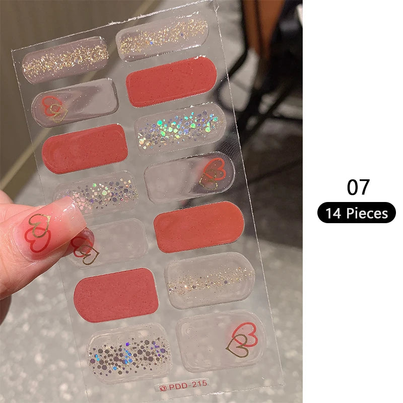 14-teilige Nagelfolien „Pastell Rainbow“ – Selbstklebende Full Cover Nail Wraps