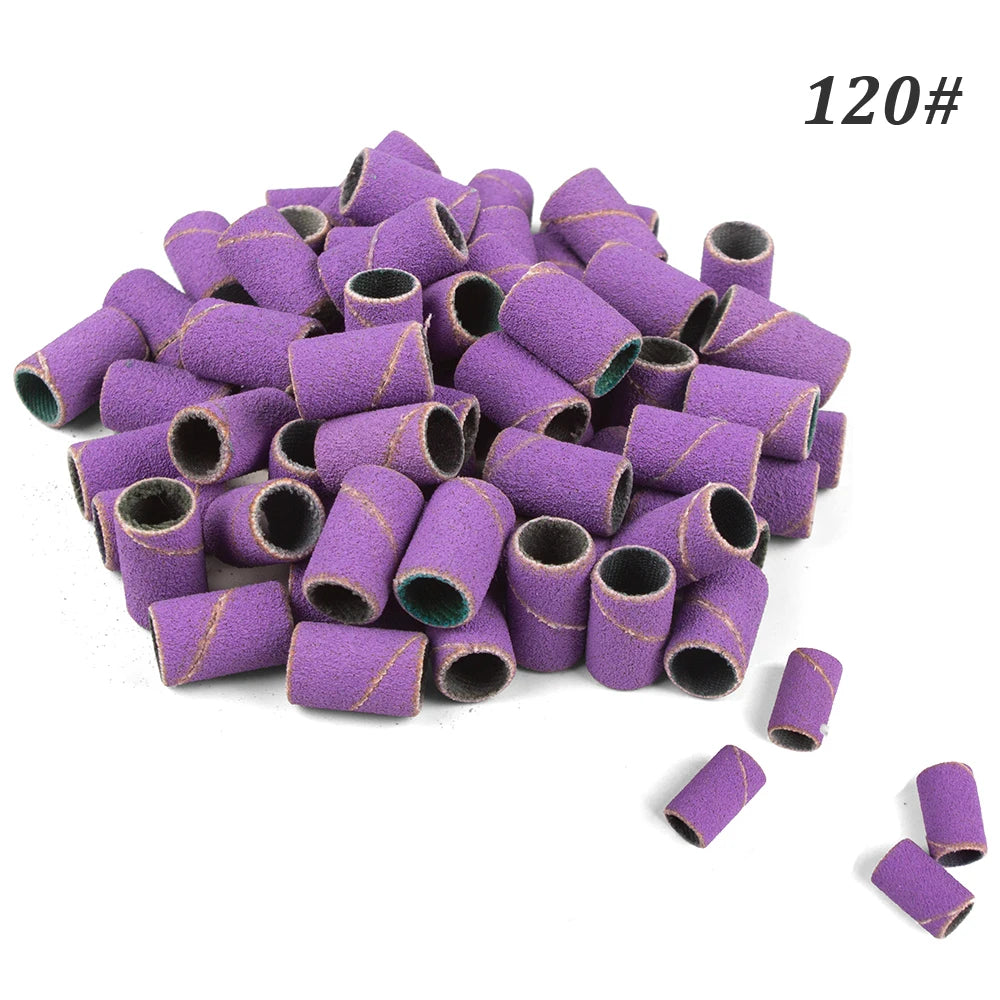 500 Stück Schleifhülsen Set – 80/120/180/240 Grit für Maniküre, Nagelfräser & Gelentfernung