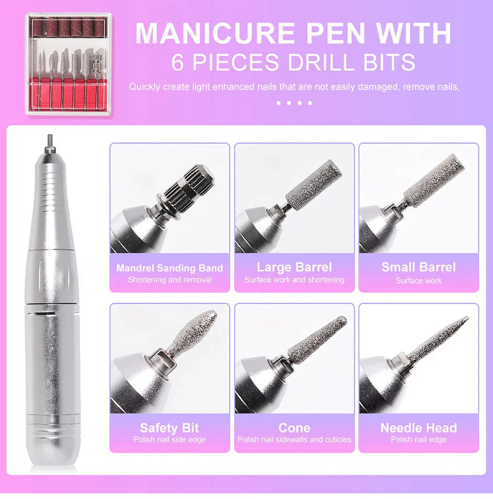 45000RPM Rechargeable Electric Nail Drill Machine Professional Nail Drills for Gel Nails Polish Portable Nail File Manicure Tool