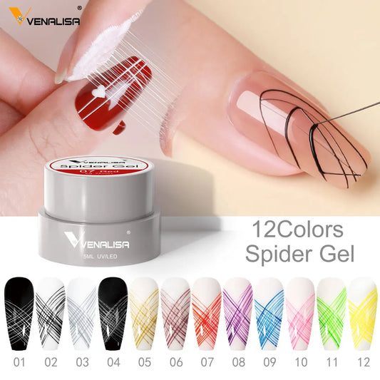 Venalisa Spider Gel – 8ml UV/LED Gel für Nail Art, 12 Farben