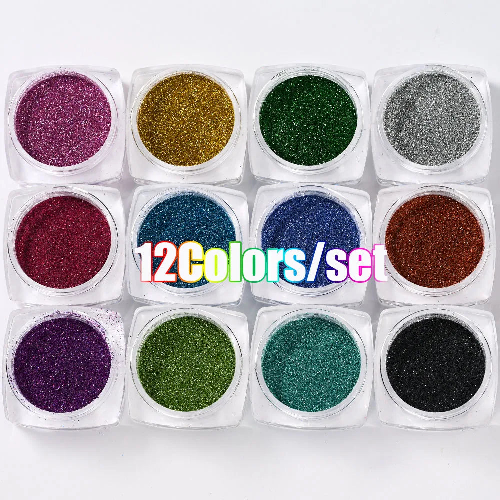 Neon-Pigmentpulver Set – 12 Farben für Nageldesign, Ombre & Chrome-Effekte