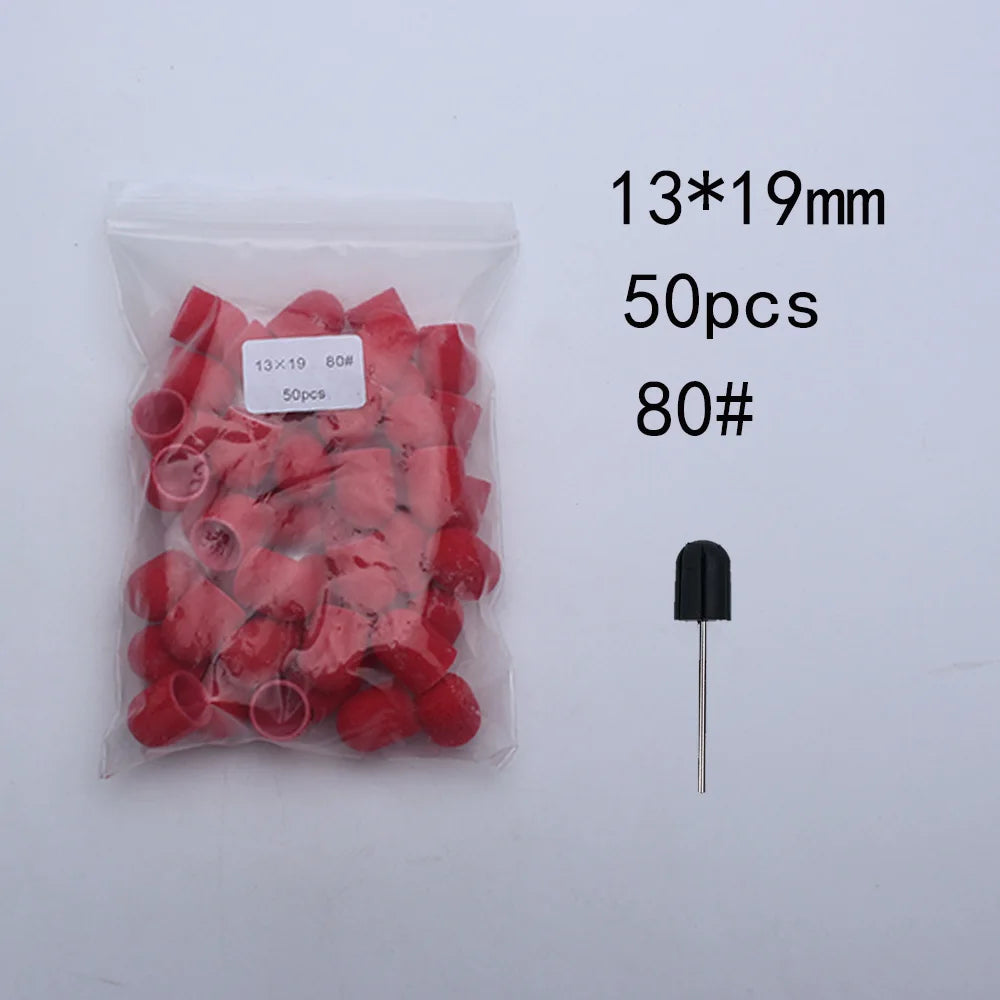 50er Set Schleifkappen für Nagelpflege mit Gummi-Träger – Pediküre & Hornhautentfernung