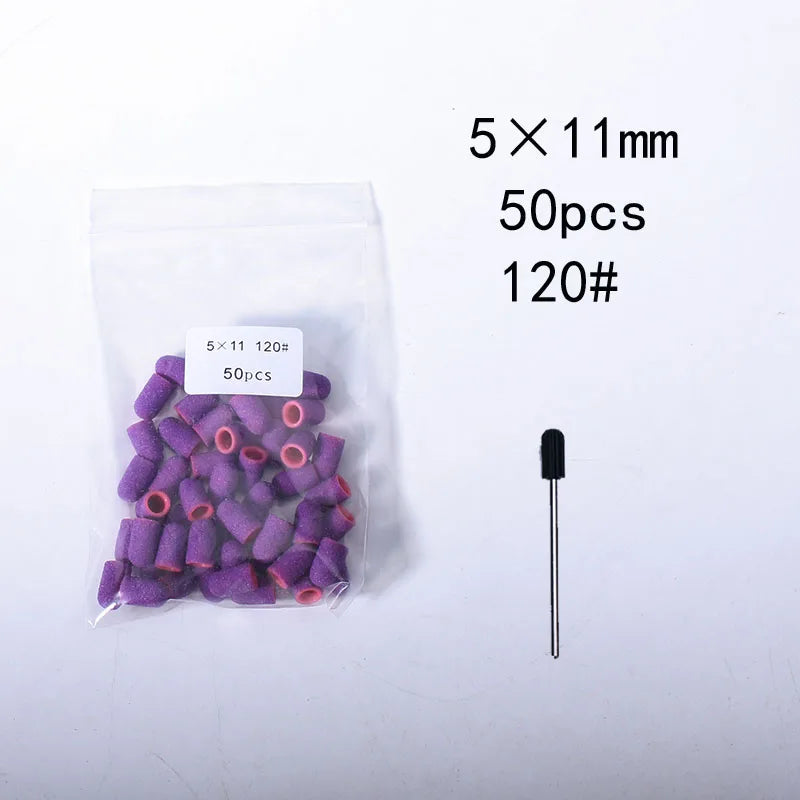 50er Set Schleifkappen für Nagelpflege mit Gummi-Träger – Pediküre & Hornhautentfernung