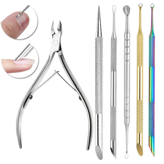 Nagelhautpflege-Set – Edelstahlzange, Schieber & Cutter für Maniküre & Pediküre