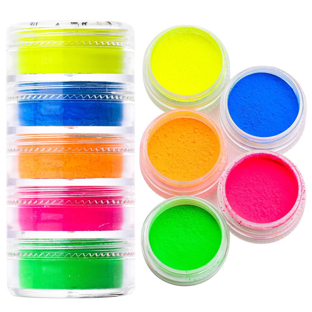 Neon-Pigmentpulver Set – 12 Farben für Nageldesign, Ombre & Chrome-Effekte