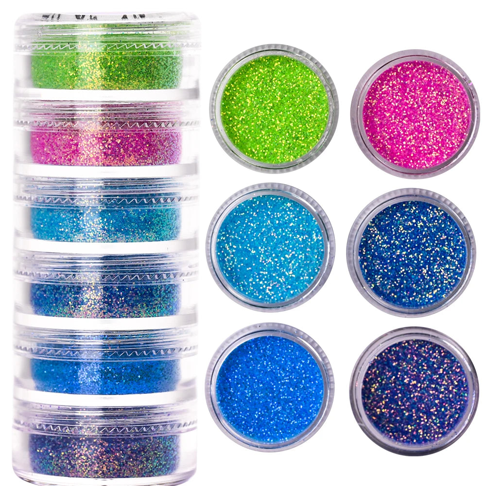 Neon-Pigmentpulver Set – 12 Farben für Nageldesign, Ombre & Chrome-Effekte
