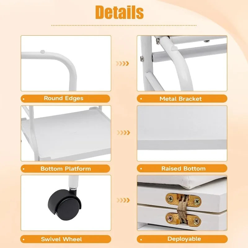 Rollbare Pediküre-Trolley mit Fußstütze – Mobile Spa-Trolley für Nagelstudios, Friseursalons & Zuhause