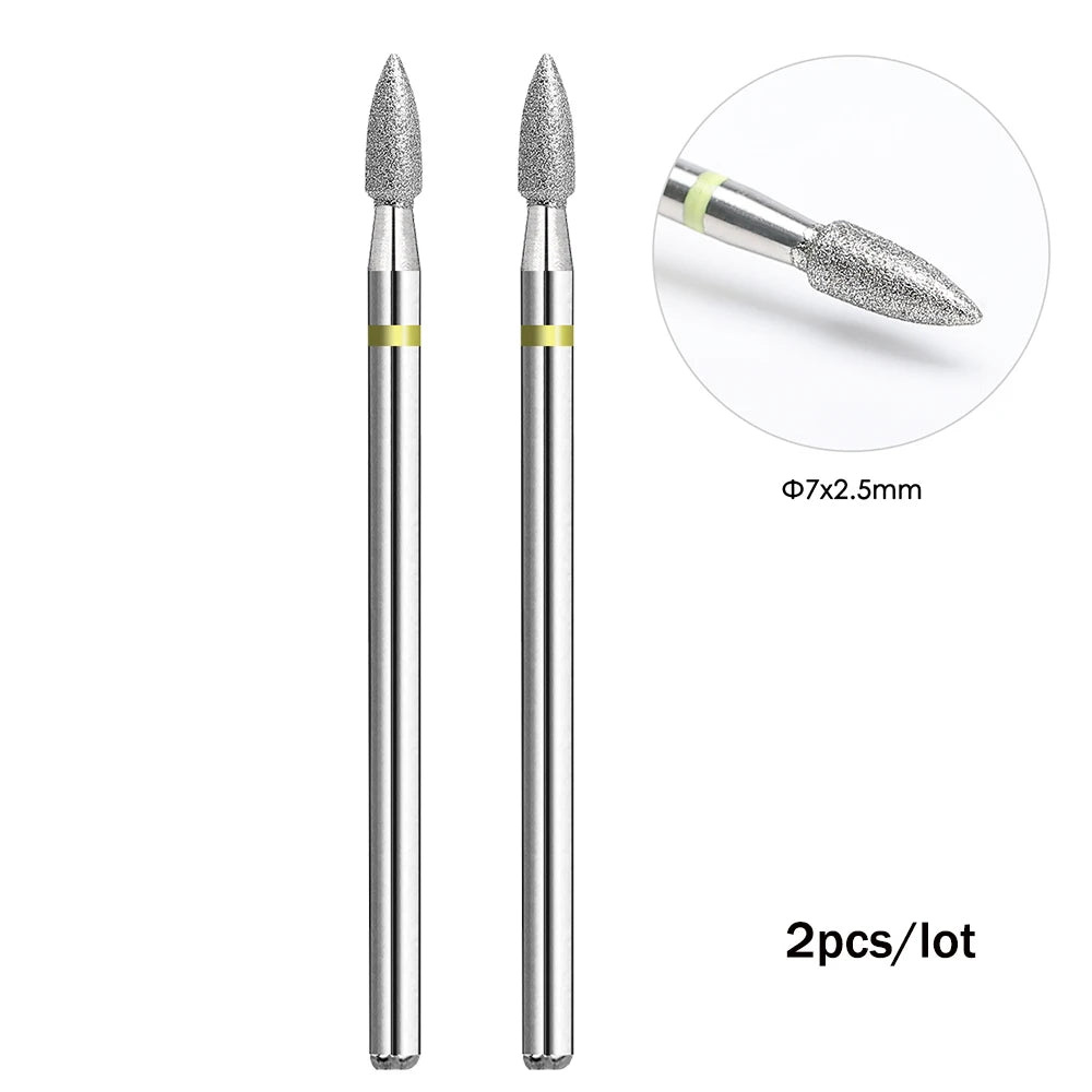 2er-Set Diamant-Fräserbits – Flammenform für Nagelhaut & Gellack (3/32", Profi-Qualität)