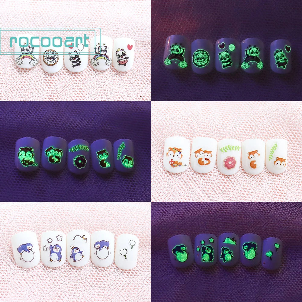 Leuchtende Kinder-Nagelsticker mit Tiermotiven – Glow-in-the-Dark Nail Art