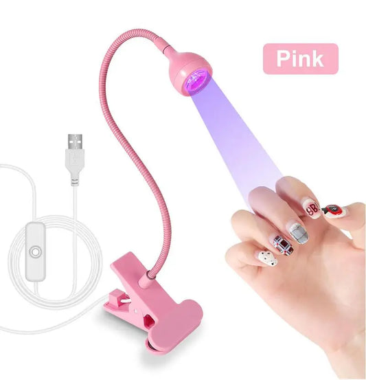 Flexible LED Nagellampe 3W mit Clip – USB UV-Licht zum schnellen Trocknen von Gel