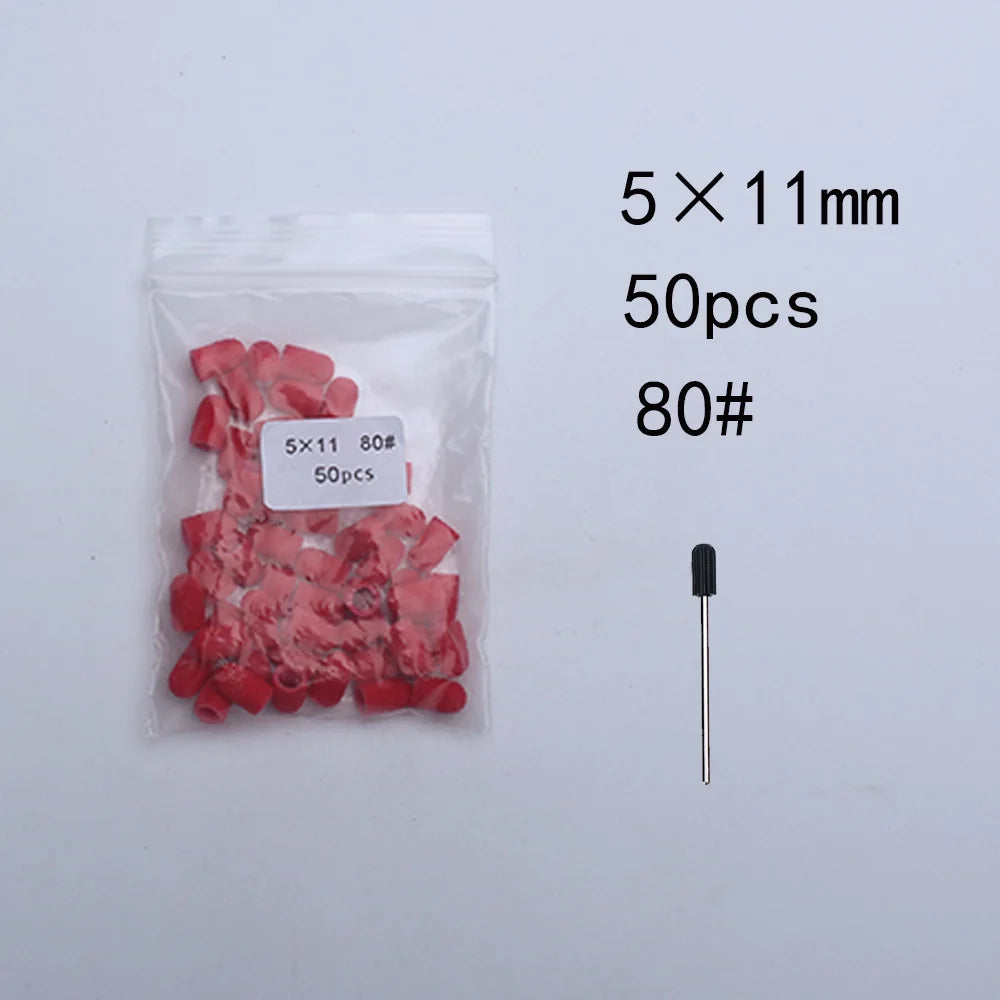 50er Set Schleifkappen für Nagelpflege mit Gummi-Träger – Pediküre & Hornhautentfernung