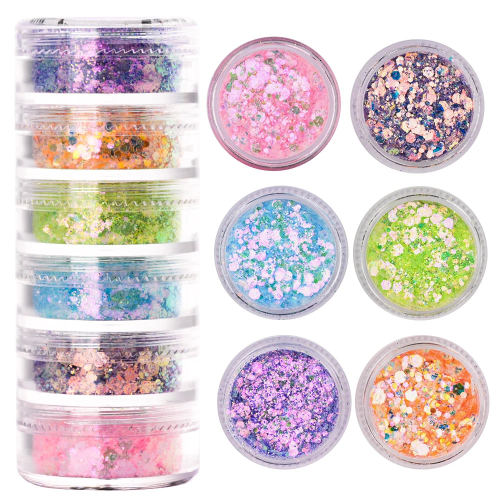 Neon-Pigmentpulver Set – 12 Farben für Nageldesign, Ombre & Chrome-Effekte