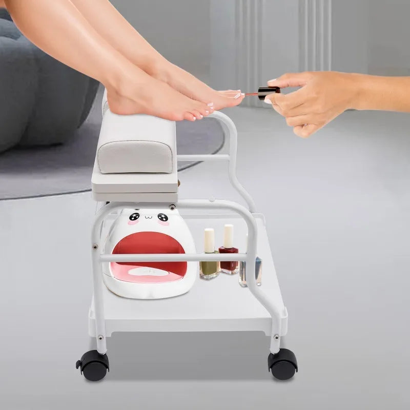 Rollbare Pediküre-Trolley mit Fußstütze – Mobile Spa-Trolley für Nagelstudios, Friseursalons & Zuhause