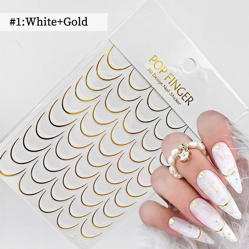 3D Schleifen Nagelsticker – Elegante Gold- & Farbbögen für French & Sommerdesigns