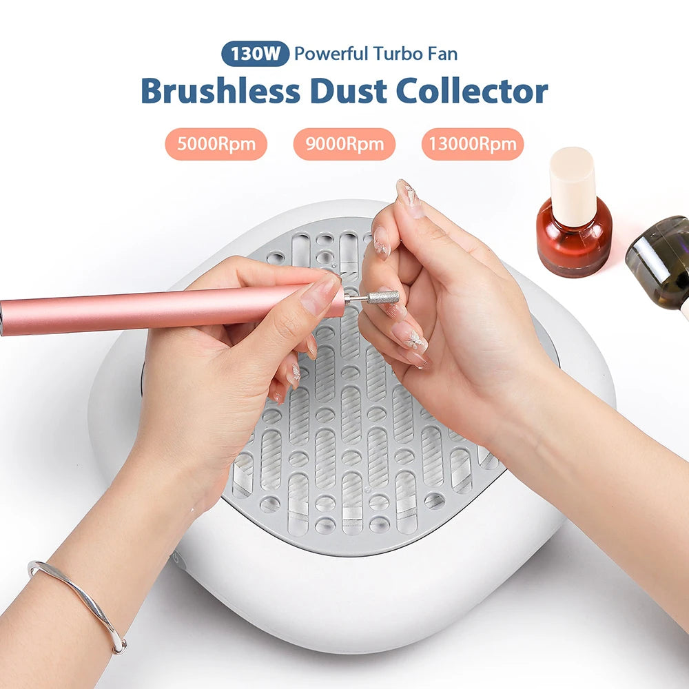 130W Turbo Nagelstaubabsaugung mit 2 Filtern – Bürstenloser Profi Nail Dust Collector für Maniküre & Pediküre