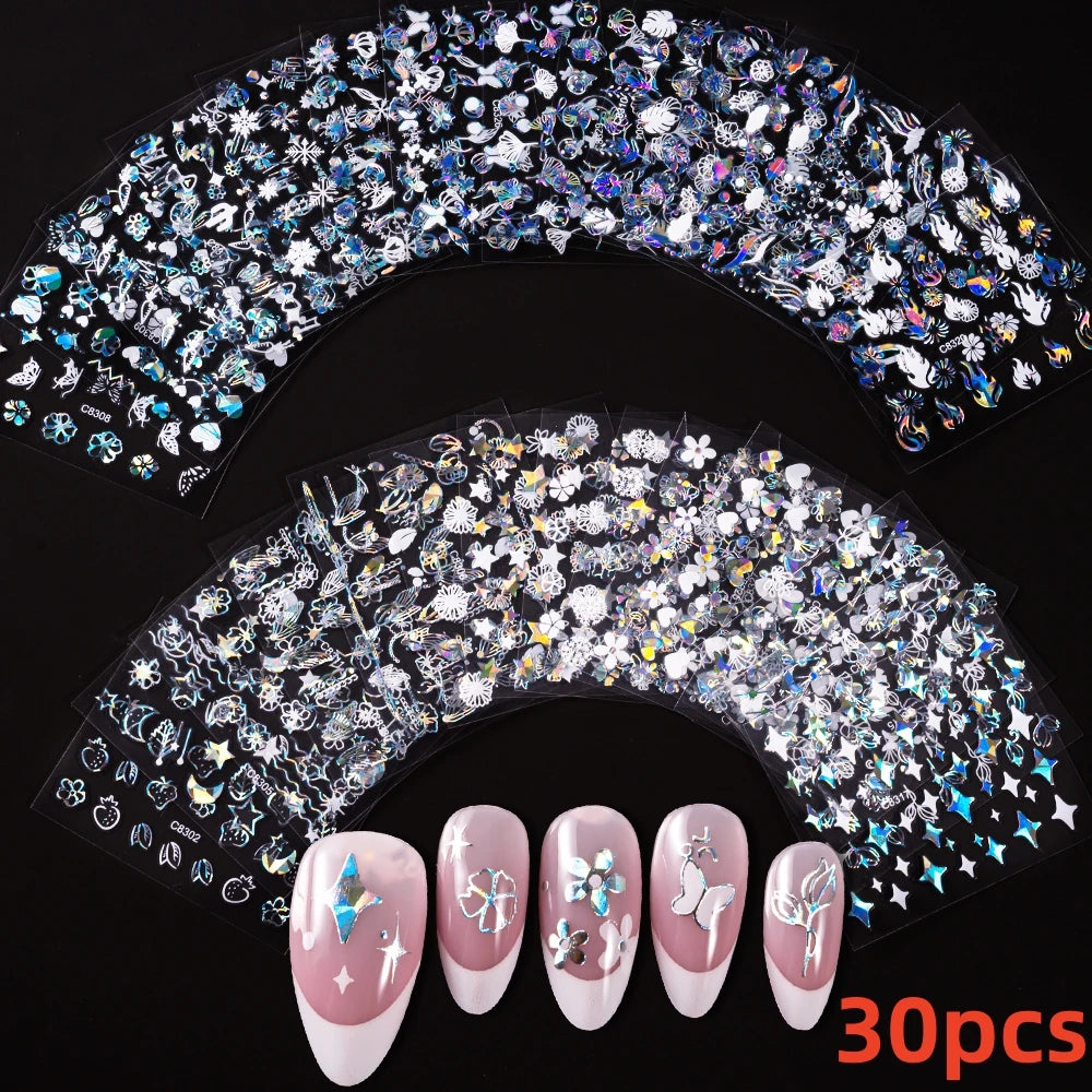Kinder Nagelsticker „Häschen & Glitzer“ – 30 Stk Cartoon Nail Art mit Pailletten