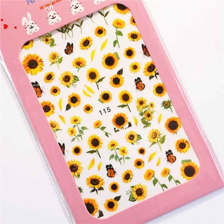 Sonnenblumen Nail Sticker – 3D Sommerblumen für kreative Nailart