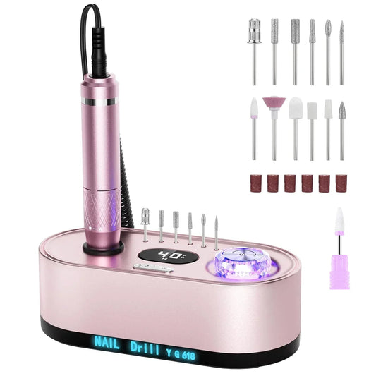 Elektrische Nagelfräse 40.000 U/min mit LCD-Display – Profi Nail Drill Set für Gel & Acryl
