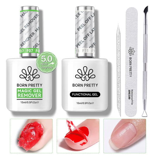 BORN PRETTY Remover-Set 15ml – Gelentferner + Tools für Peel-Off Maniküre
