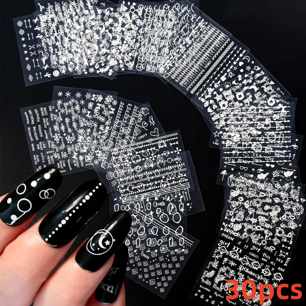 Kinder Nagelsticker „Häschen & Glitzer“ – 30 Stk Cartoon Nail Art mit Pailletten